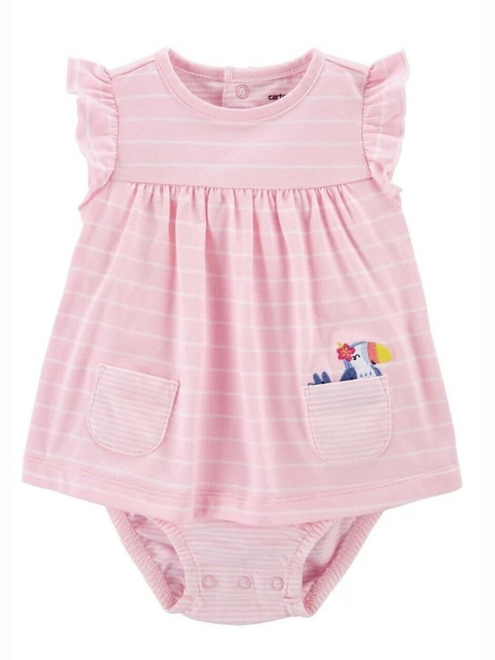 Baby Girl One Piece Bodysuit Outfit with Dress Overlay NEW Pink White Romper 18m